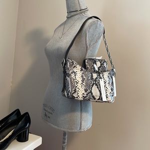 Marc Jacobs black white snake skin baguette bag and wallet set